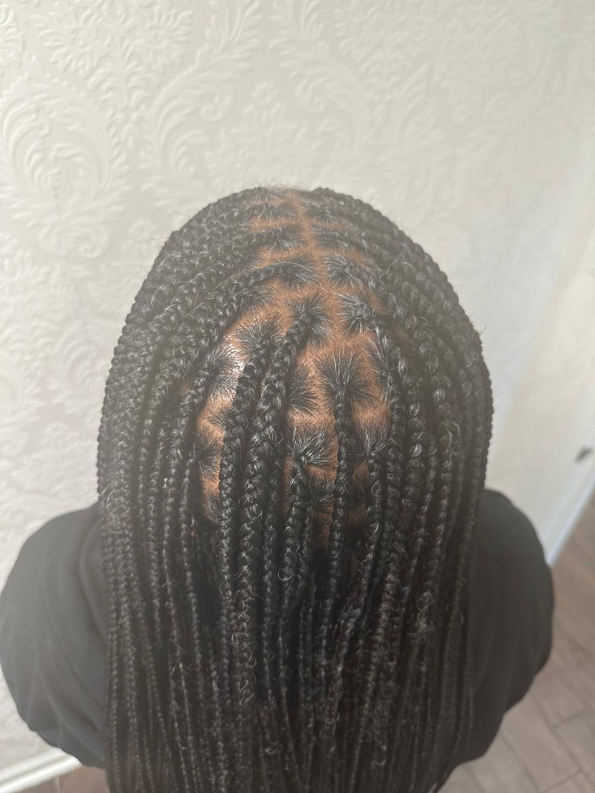 Top view of knotless braid partings