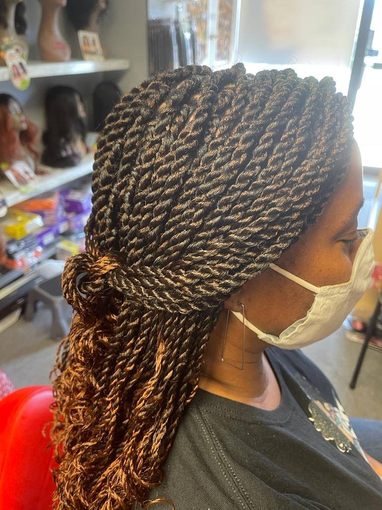 Ombre Senegalese twists styled long