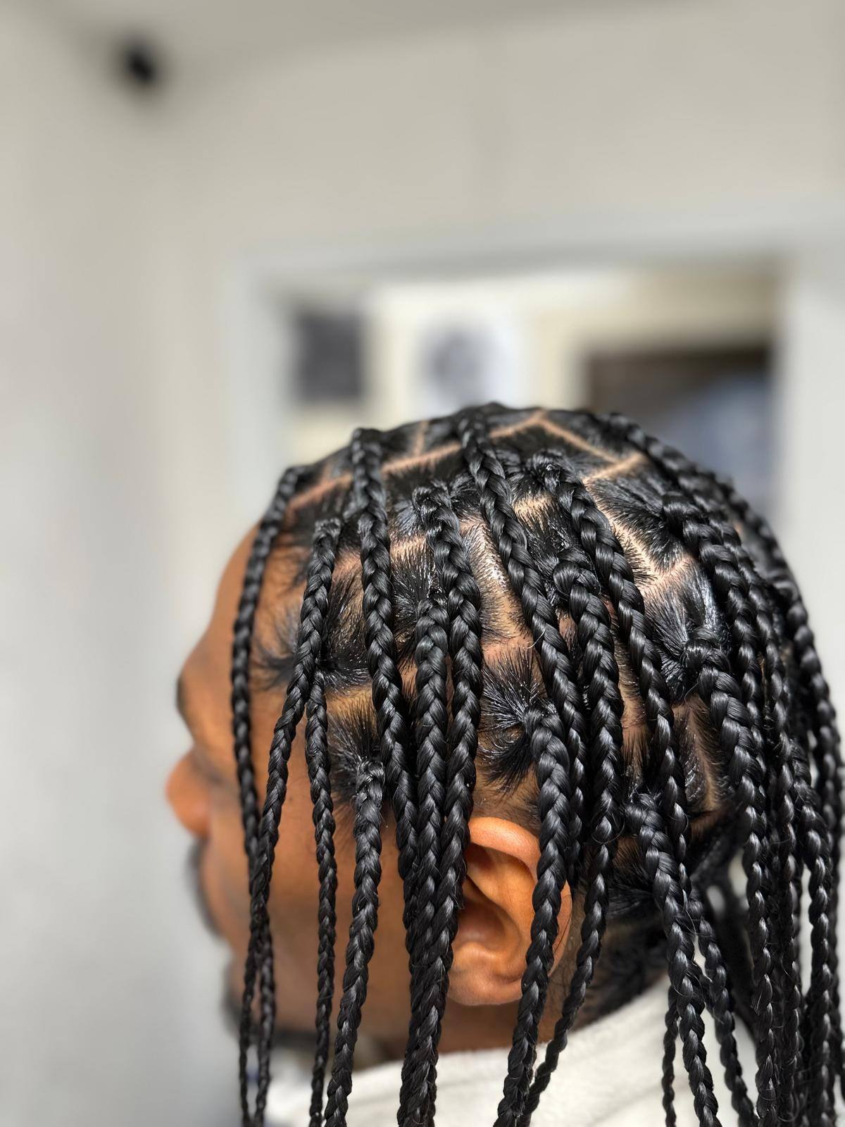 Small knotless braids, side view