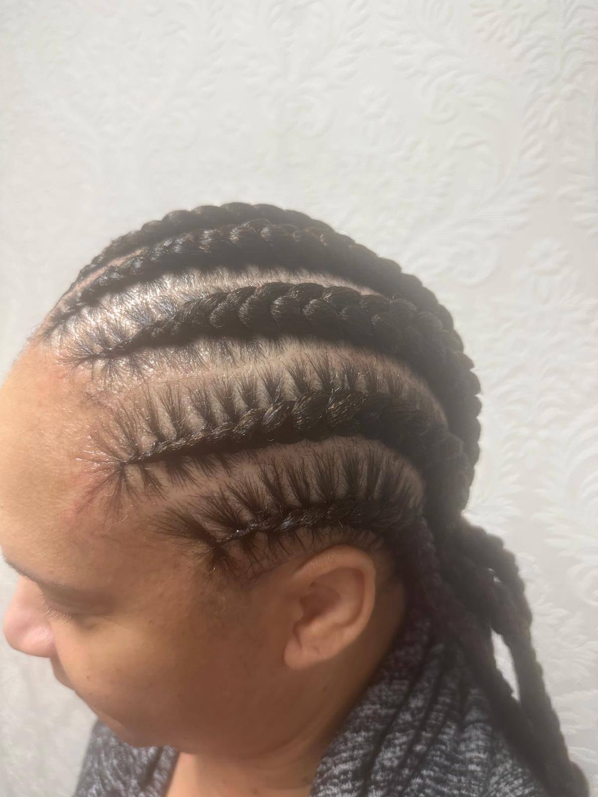 Stitch braid cornrows with sharp, even lines